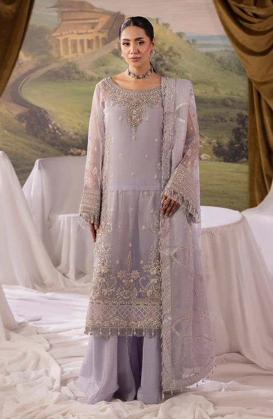 Dehleez by Embroidered Organza Unstitched 3 Piece Suit - DL-52 - AK26DLZ - Purple - Formal Collection
