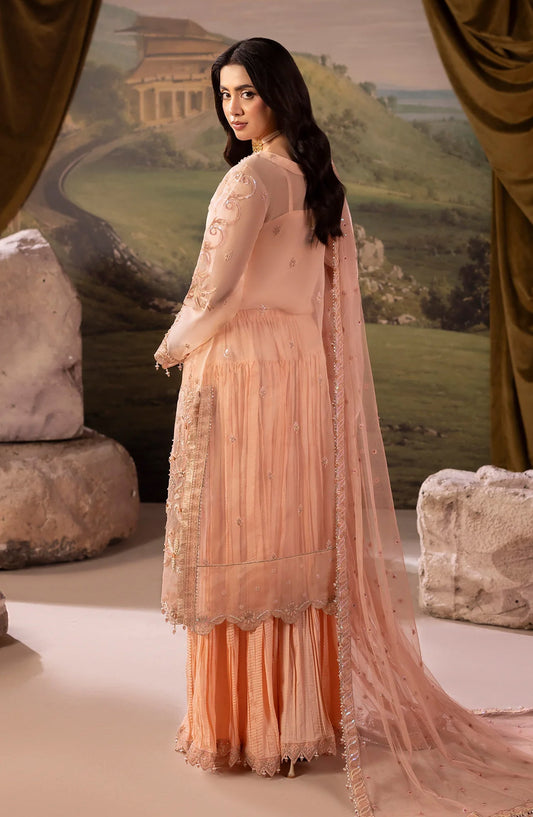 Dehleez by Embroidered Organza Unstitched 3 Piece Suit - DL-54 - AK26DLZ - Peach - Formal Collection