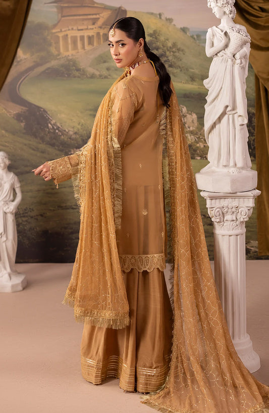 Dehleez by Embroidered Organza Unstitched 3 Piece Suit - DL-56 - AK26DLZ - Orange - Formal Collection