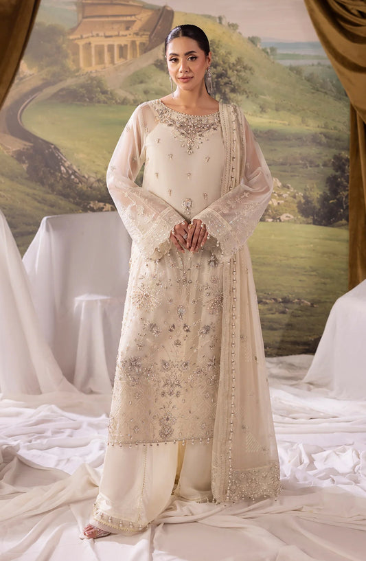Dehleez by Embroidered Organza Unstitched 3 Piece Suit - DL-57 - AK26DLZ - White - Formal Collection