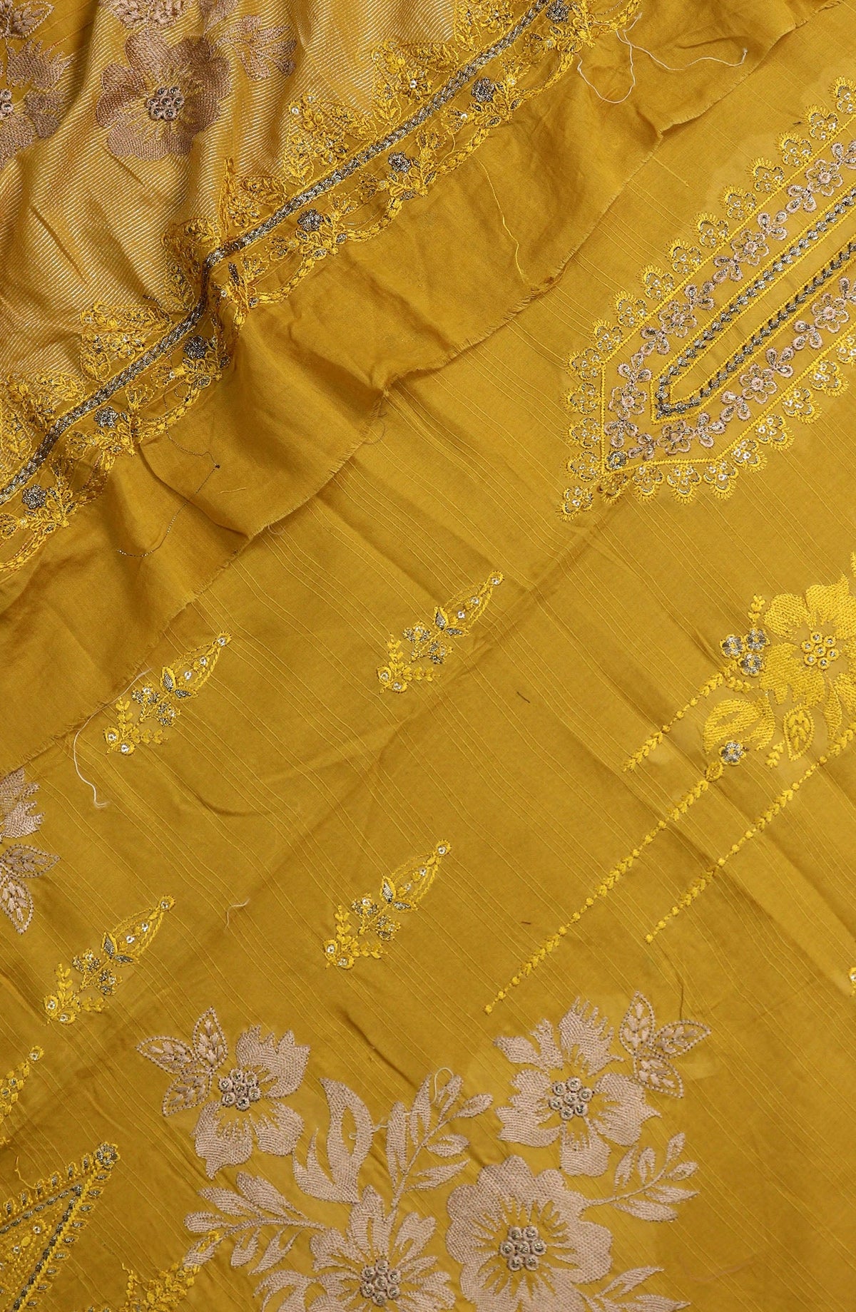 Amna Khadija Elegance Exclusive Embroidered Bana Dora Lawn Unstitched 3 Piece Suit - Design-05 - AM25EXB - Mustard - Summer Collection