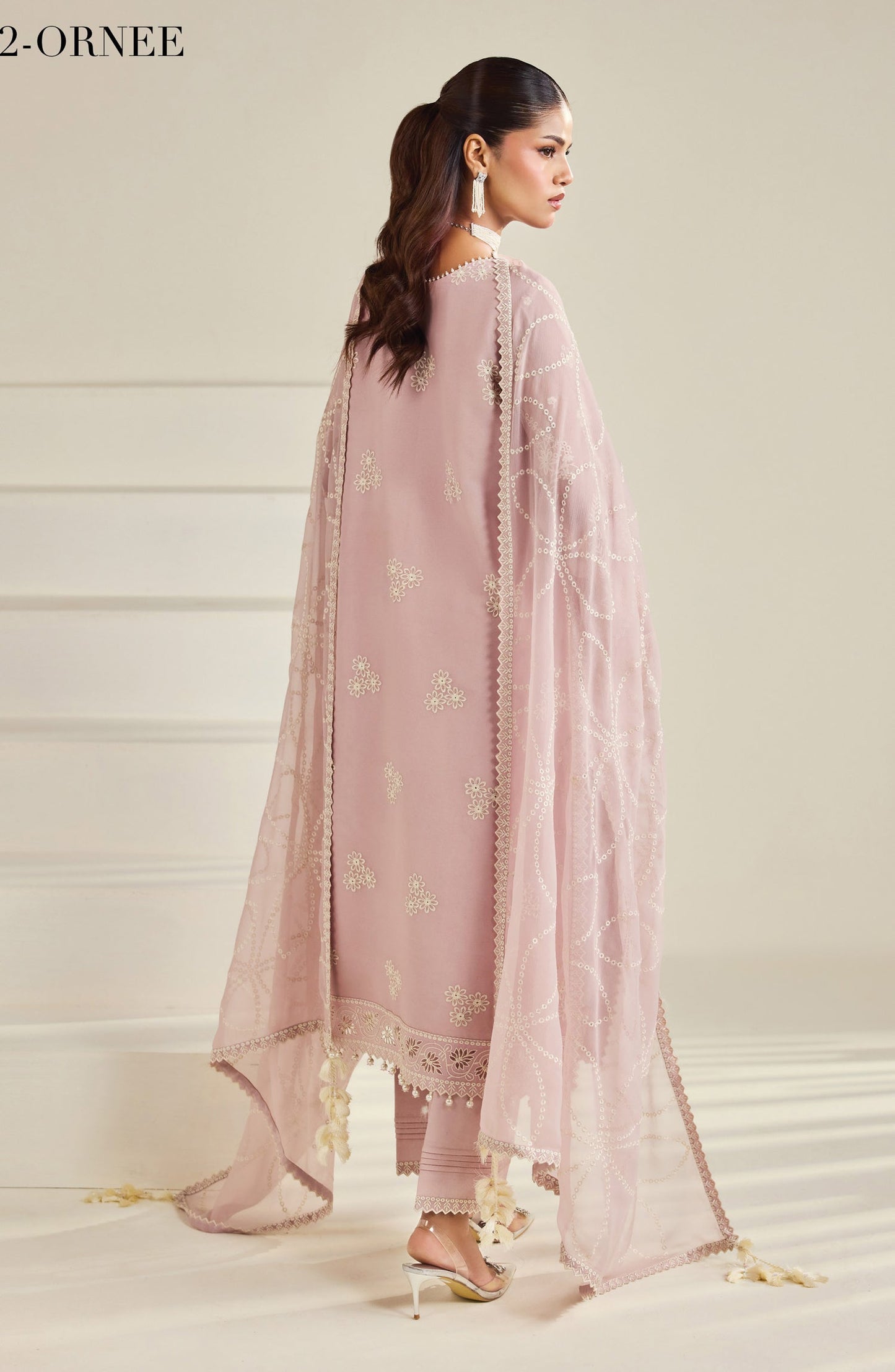 Dhaagay by Alizeh Embroidered Chiffon Unstitched 3 Piece Suit - 12-Ornee - ALZ26DHG - Pink - Festive Collection