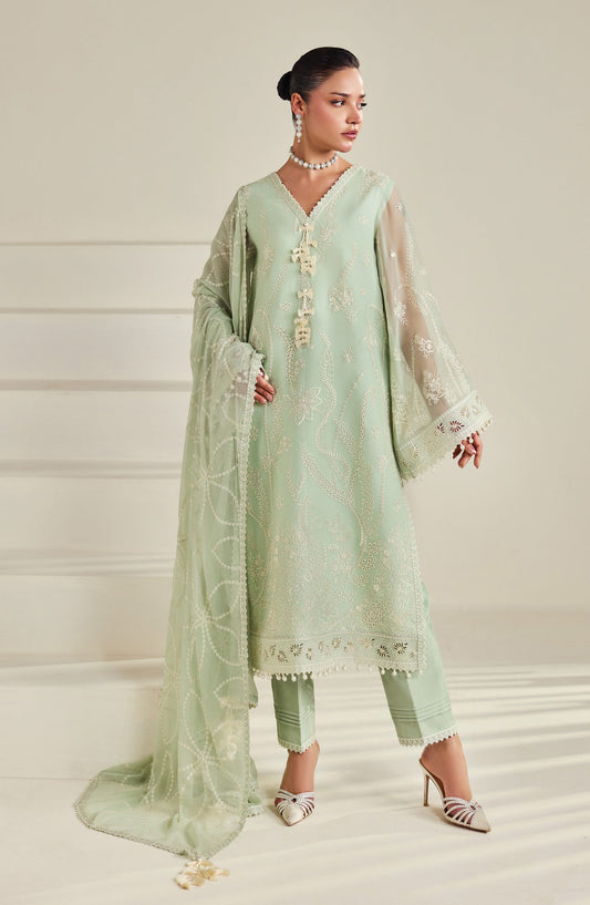 Dhaagay by Alizeh Embroidered Chiffon Unstitched 3 Piece Suit - 11-Meerak - ALZ26DHG - Pista Green - Festive Collection