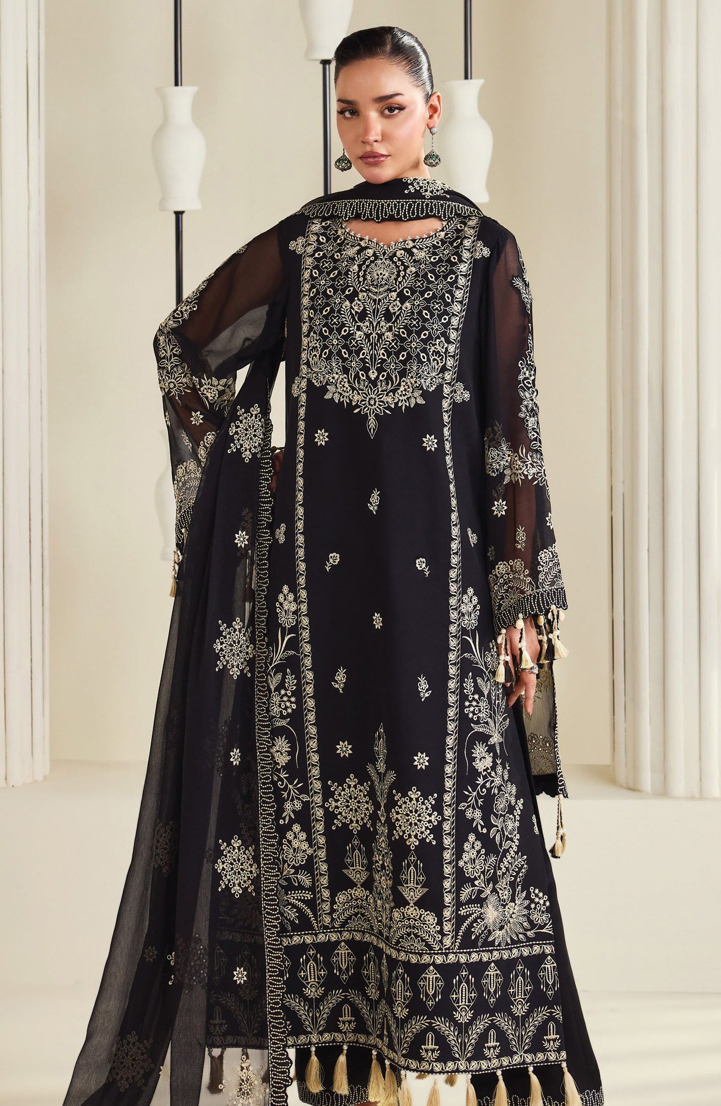 Dhaagay by Alizeh Embroidered Chiffon Unstitched 3 Piece Suit - 06-Zarly - ALZ26DHG - Blue - Festive Collection