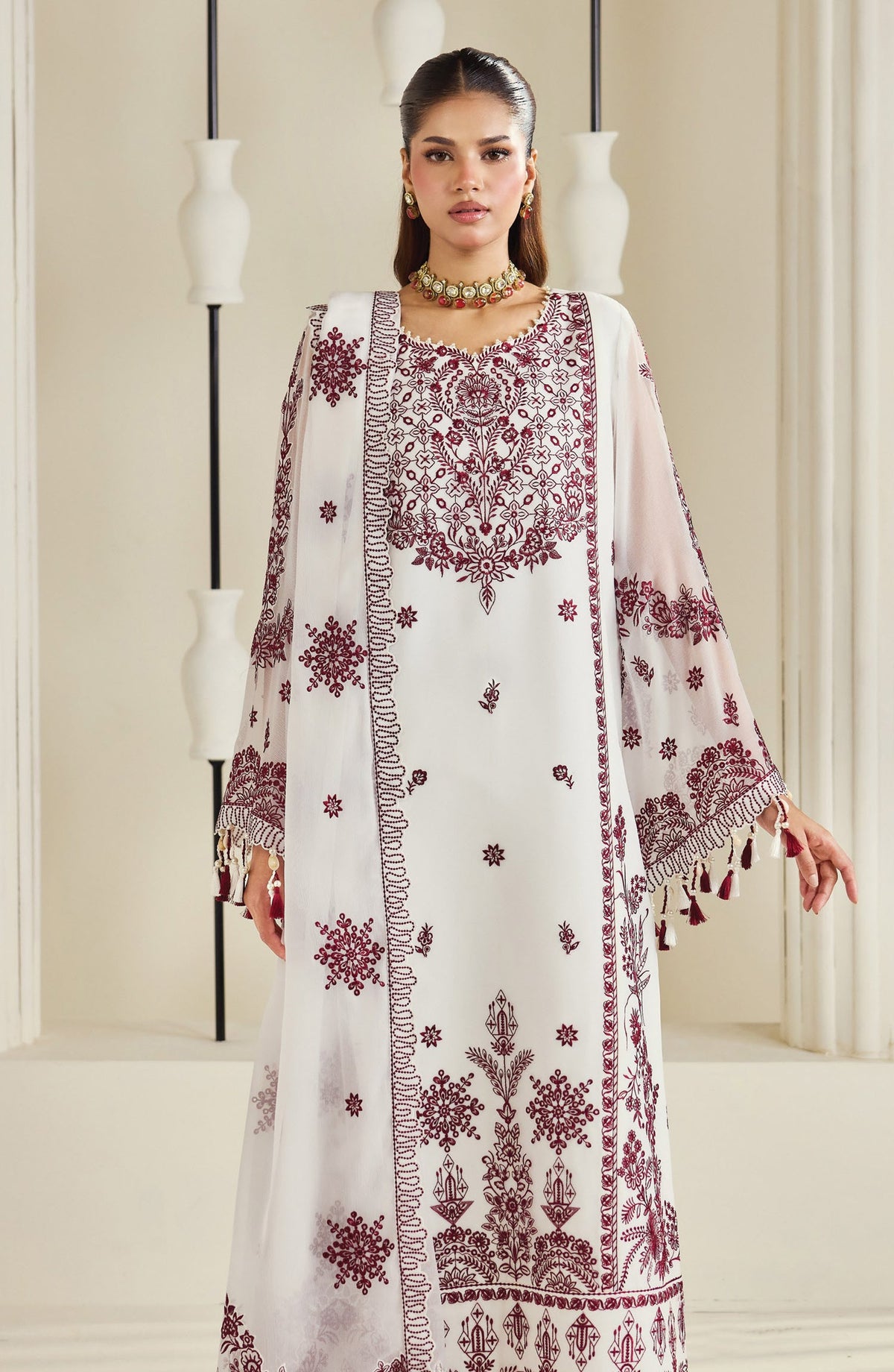 Dhaagay by Alizeh Embroidered Chiffon Unstitched 3 Piece Suit - 05-Arbella - ALZ26DHG - White - Festive Collection