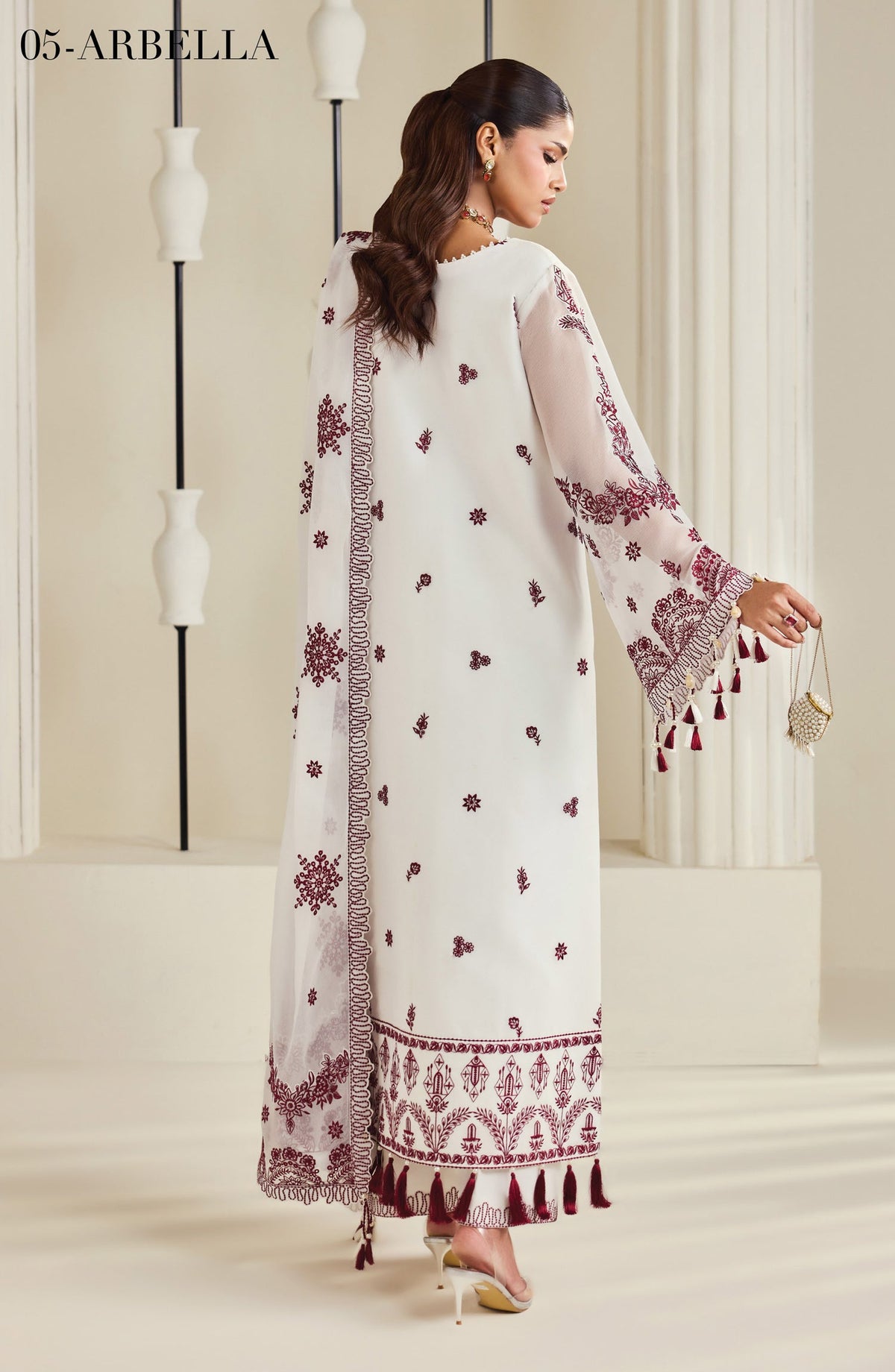 Dhaagay by Alizeh Embroidered Chiffon Unstitched 3 Piece Suit - 05-Arbella - ALZ26DHG - White - Festive Collection