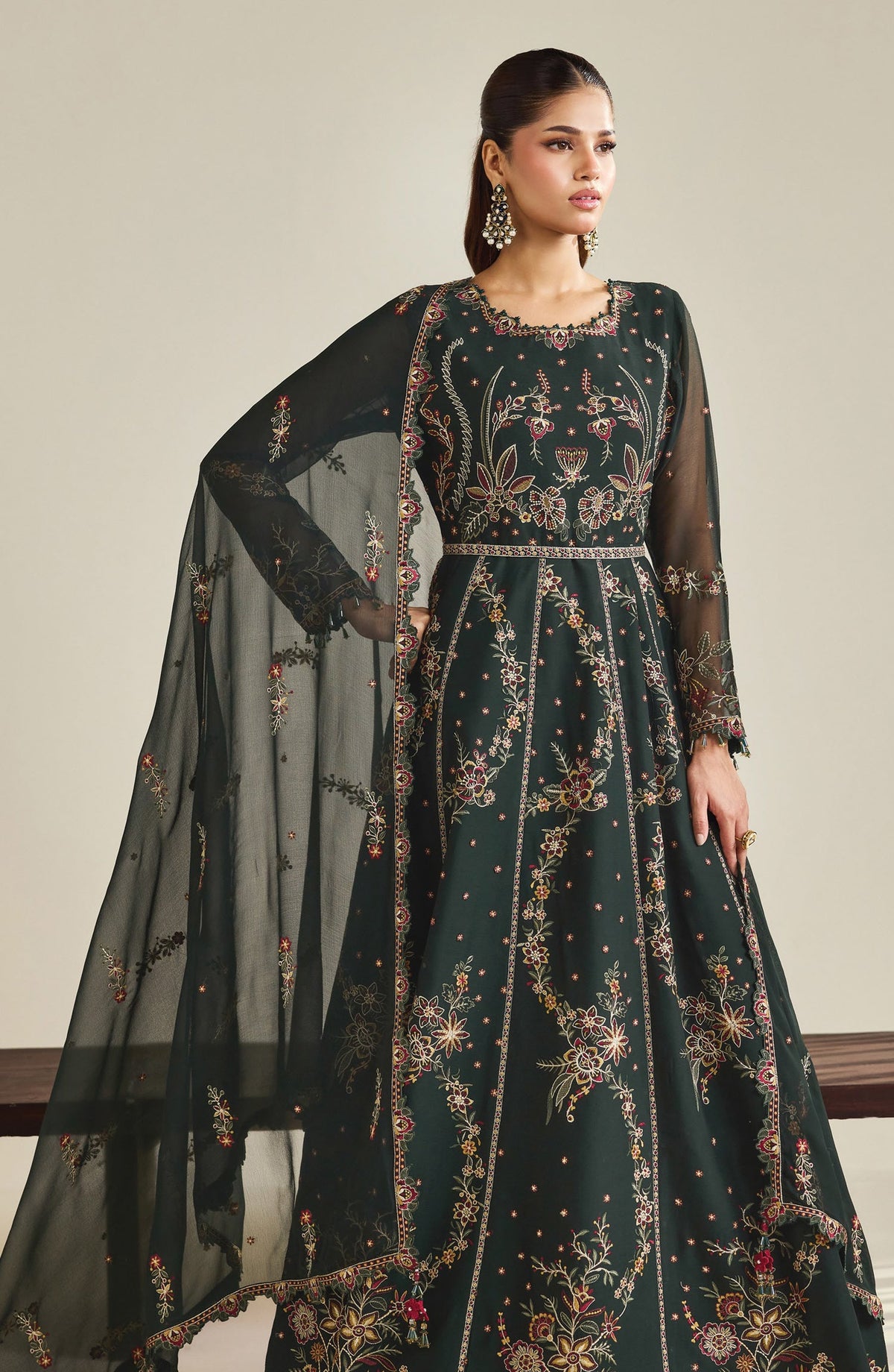 Dhaagay by Alizeh Embroidered Chiffon Unstitched 3 Piece Suit - 03-Sohana - ALZ26DHG - Teal - Festive Collection