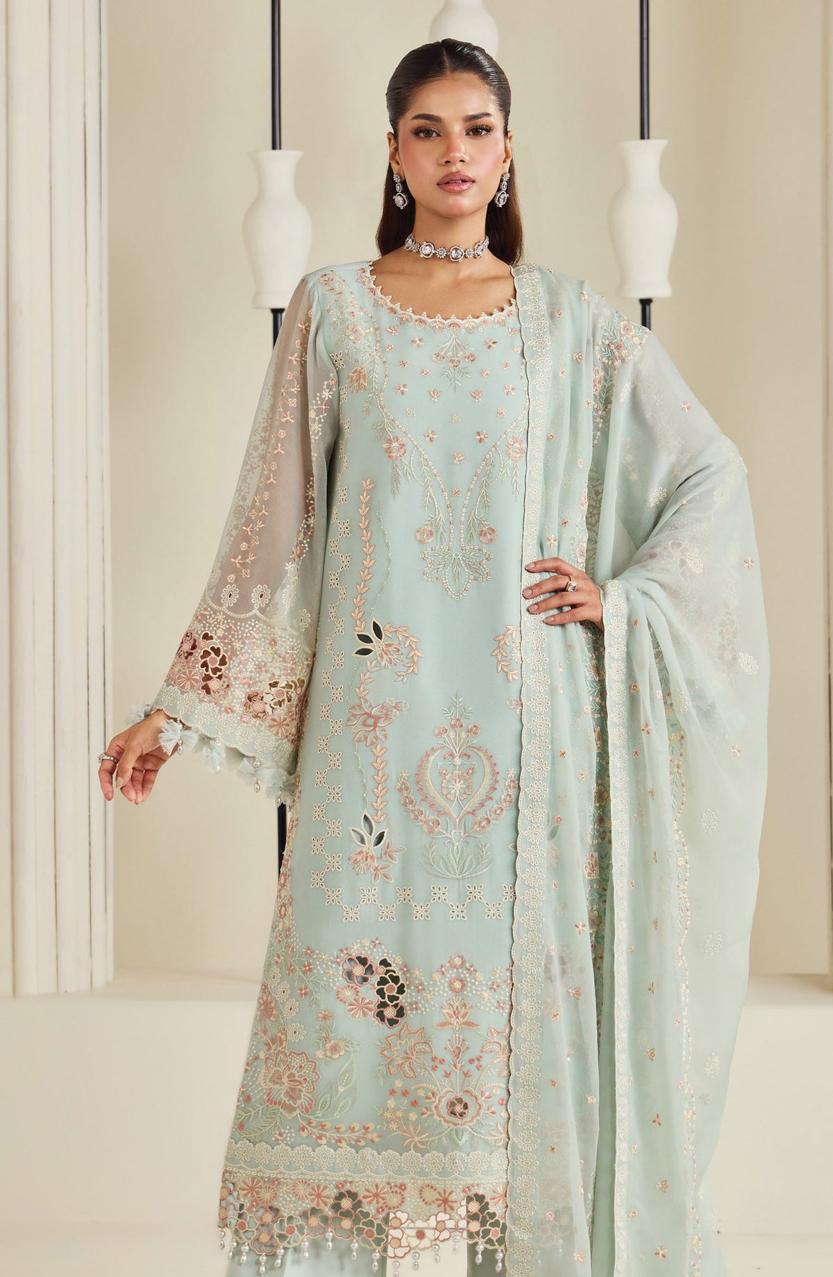 Dhaagay by Alizeh Embroidered Chiffon Unstitched 3 Piece Suit - 02-Tiyaahe - ALZ26DHG - Blue - Festive Collection