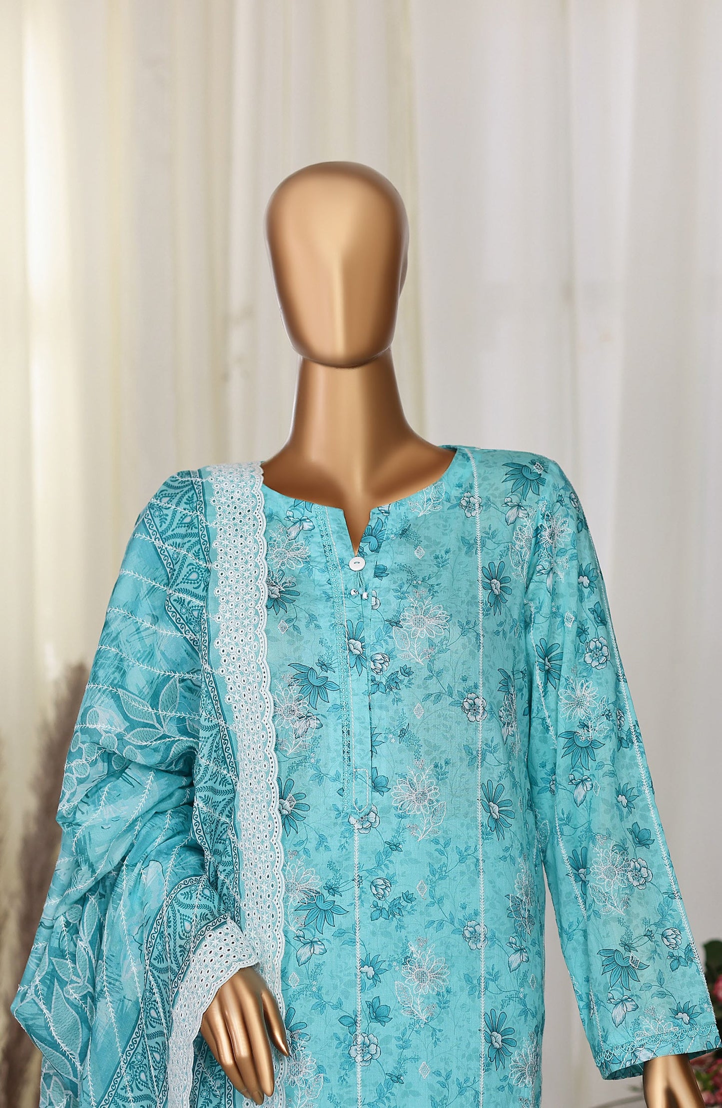 Dhagakari by HZ Embroidered Lawn Unstitched 3 Piece Suit - D-02 - HZ26KAAR - Blue - Summer Collection