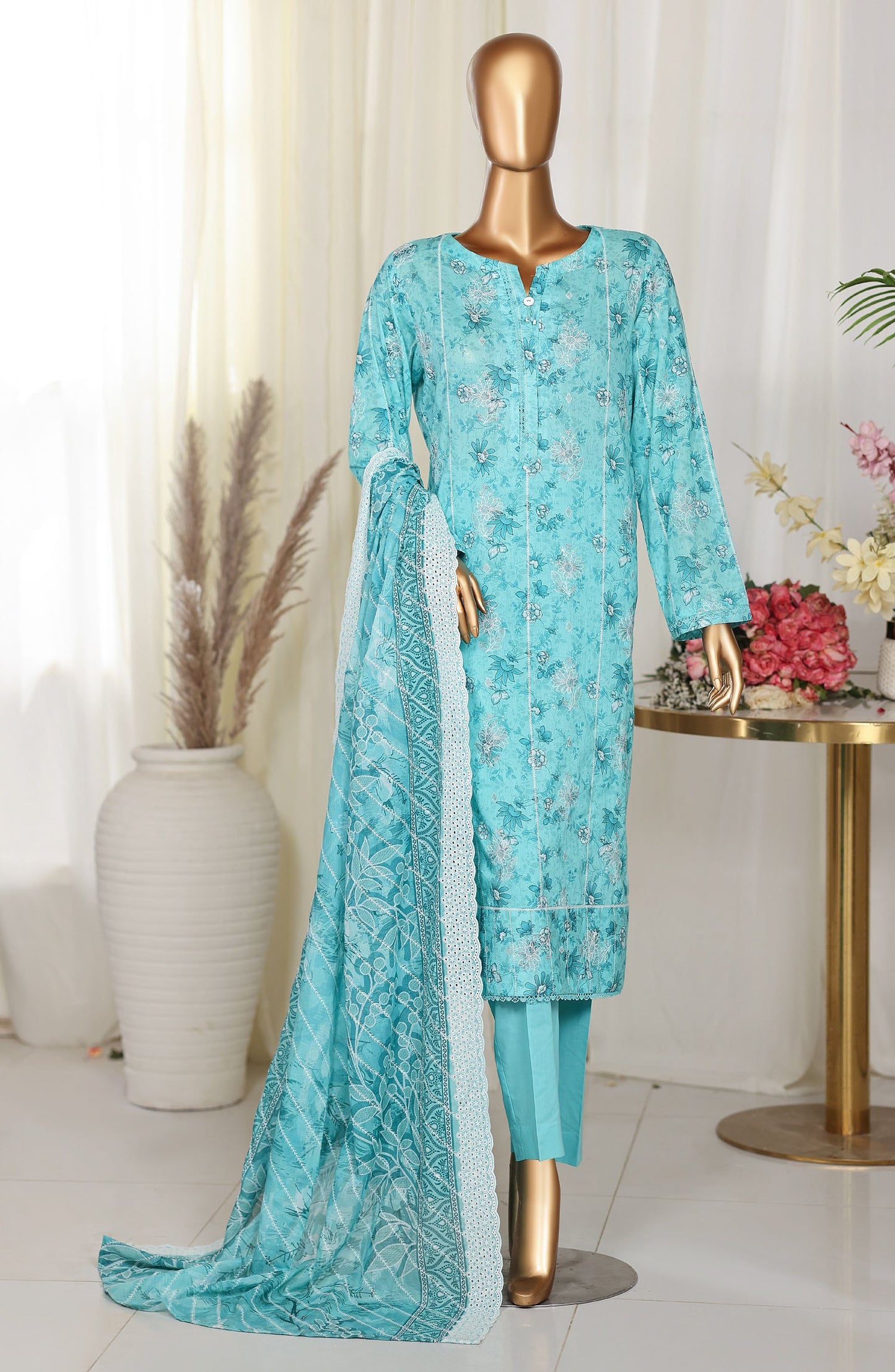 Dhagakari by HZ Embroidered Lawn Unstitched 3 Piece Suit - D-02 - HZ26KAAR - Blue - Summer Collection