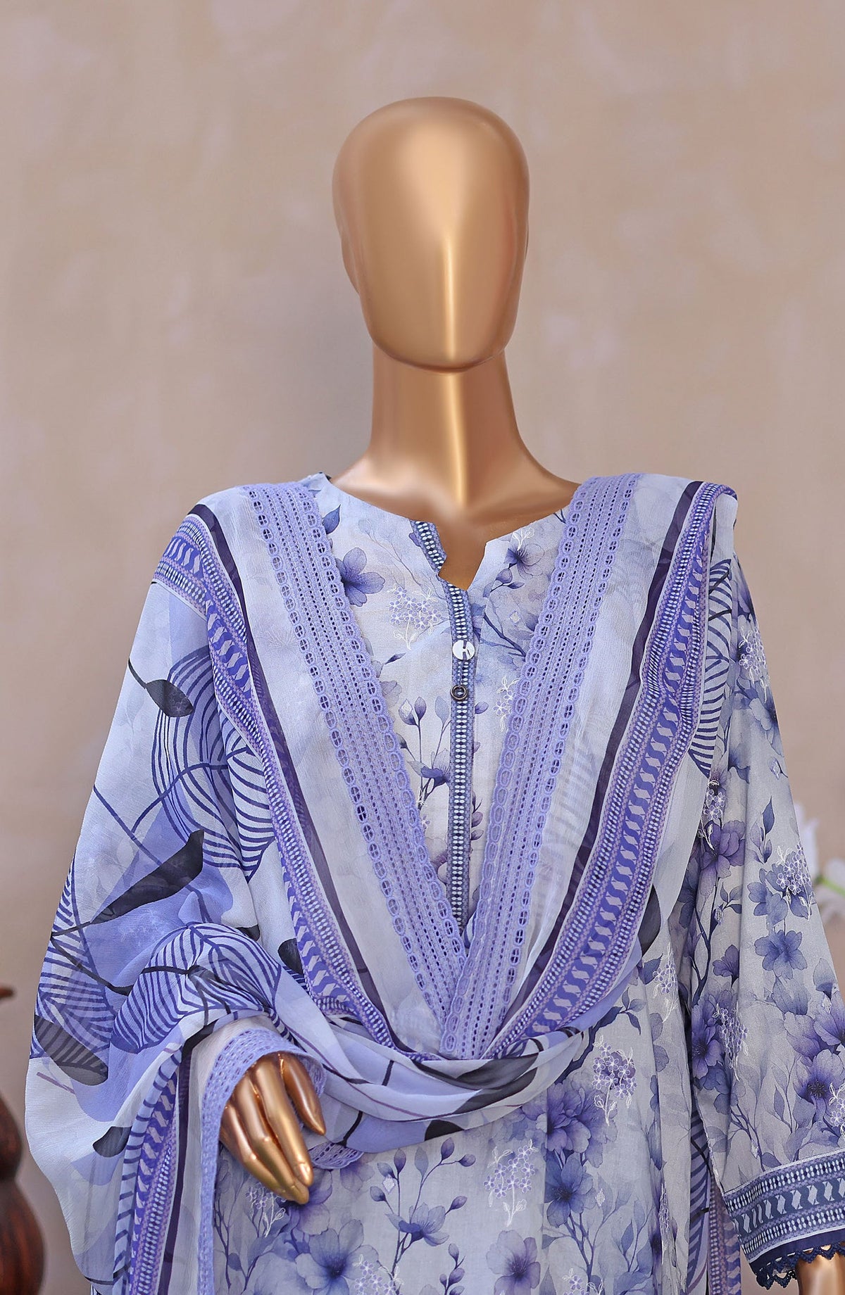 Dhagakari by HZ Textile Embroidered Lawn Unstitched 3 Piece Suit - D-12 - HZ26DGK - Blue - Summer Collection