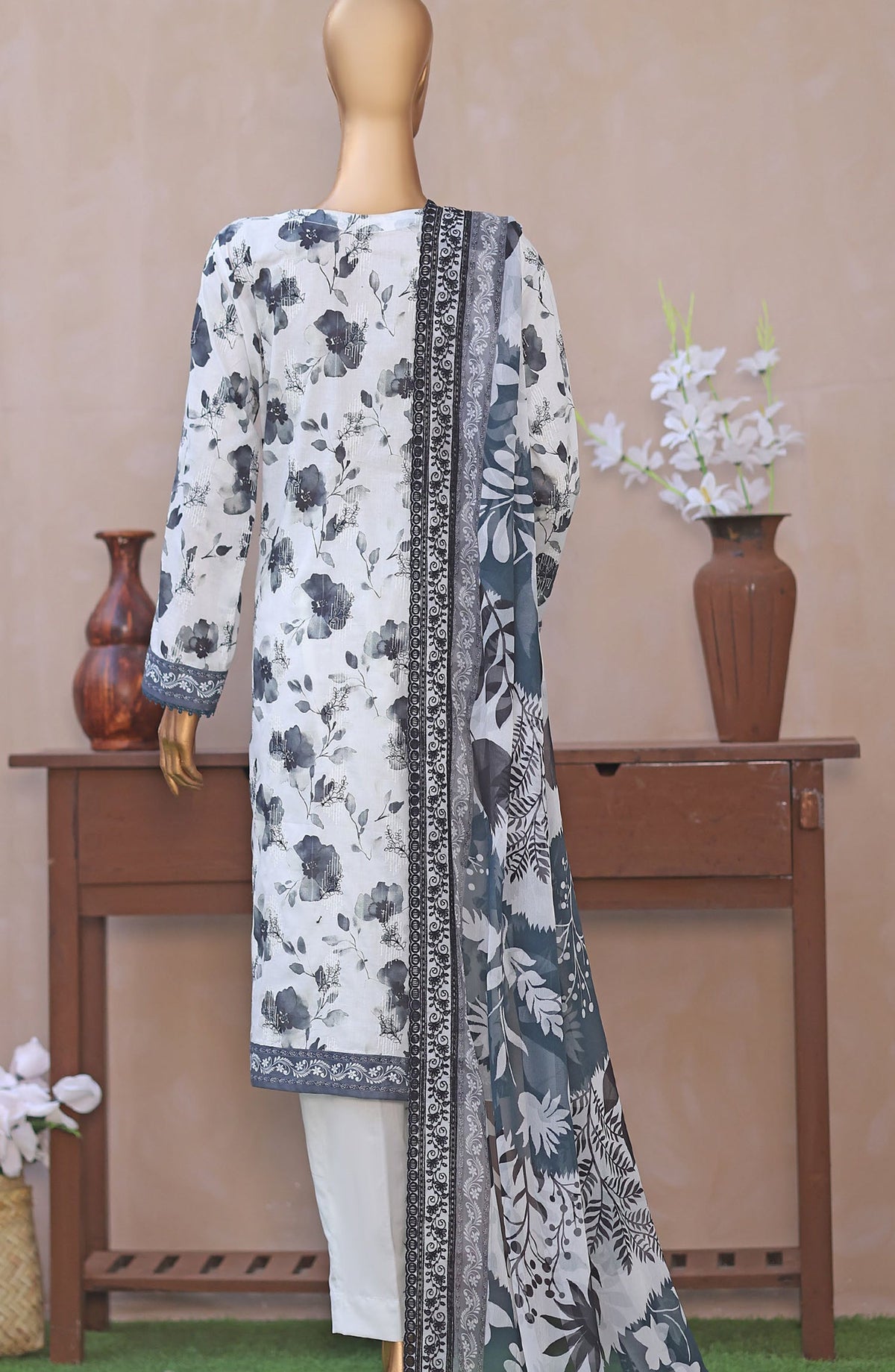 Dhagakari by HZ Textile Embroidered Lawn Unstitched 3 Piece Suit - D-08 - HZ26DGK - White - Summer Collection