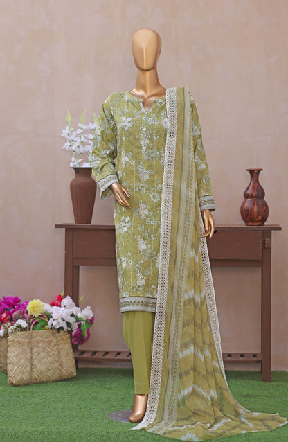 Dhagakari by HZ Textile Embroidered Lawn Unstitched 3 Piece Suit - D-07 - HZ26DGK - Green - Summer Collection