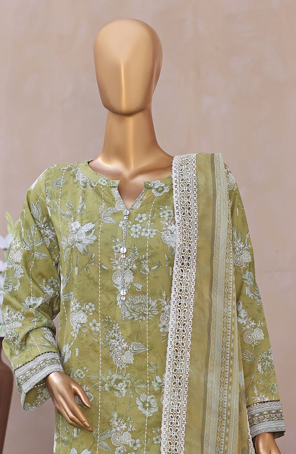Dhagakari by HZ Textile Embroidered Lawn Unstitched 3 Piece Suit - D-07 - HZ26DGK - Green - Summer Collection
