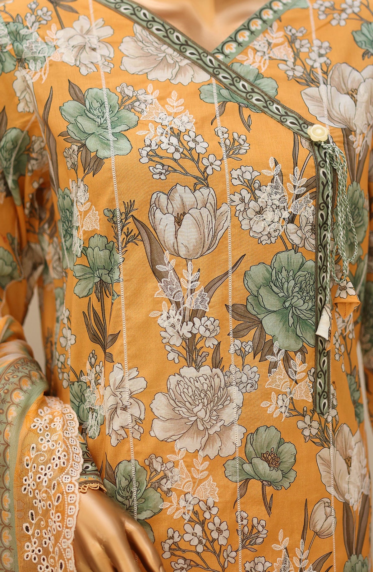 Dhagakari by HZ Textile Embroidered Lawn Unstitched 3 Piece Suit - D-04 - HZ26DGK - Yellow - Summer Collection
