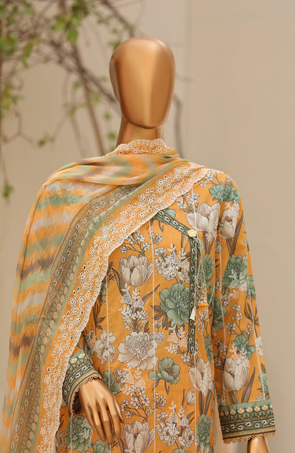 Dhagakari by HZ Textile Embroidered Lawn Unstitched 3 Piece Suit - D-04 - HZ26DGK - Yellow - Summer Collection