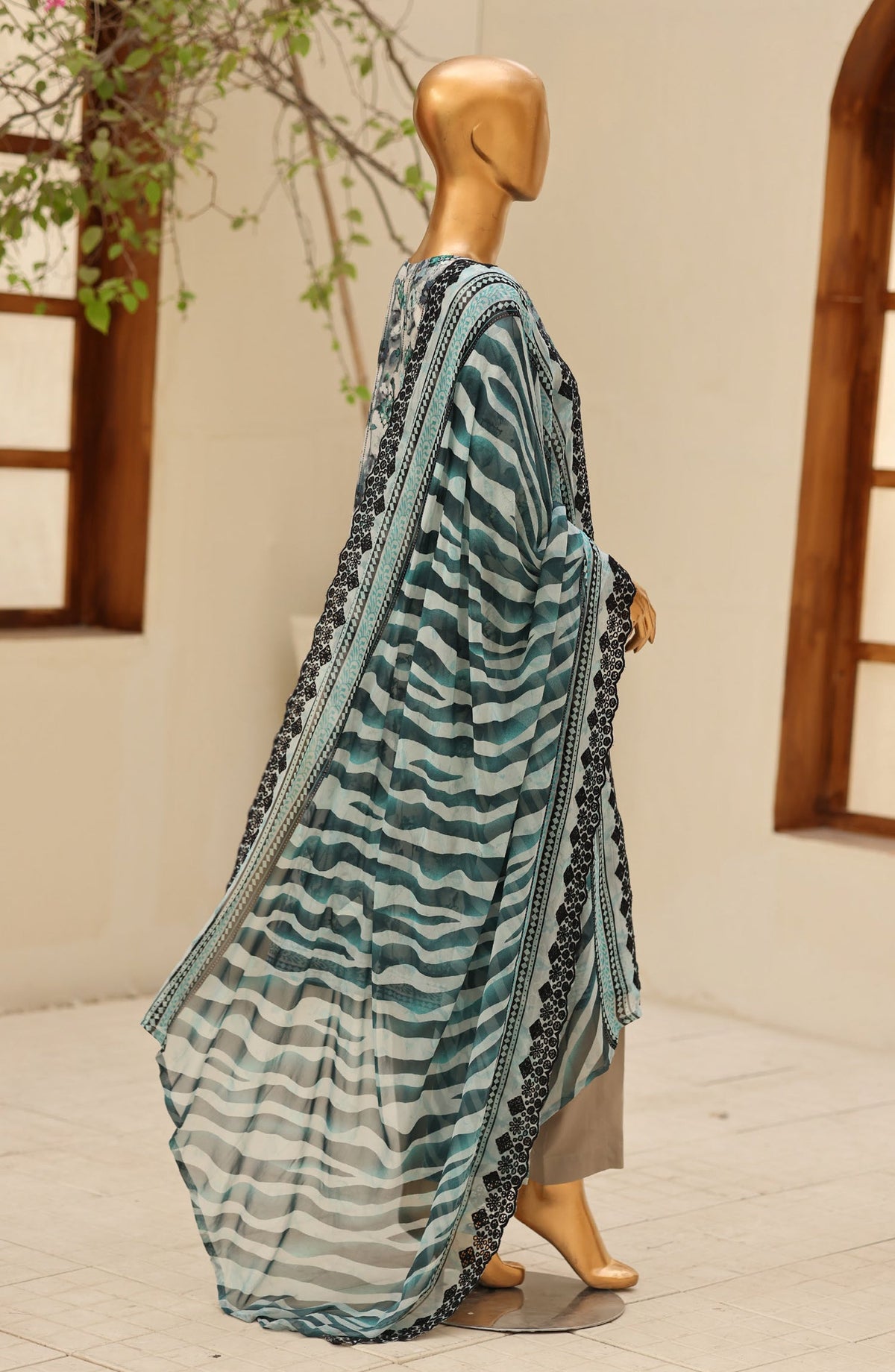 Dhagakari by HZ Textile Embroidered Lawn Unstitched 3 Piece Suit - D-02 - HZ26DGK - Green - Summer Collection