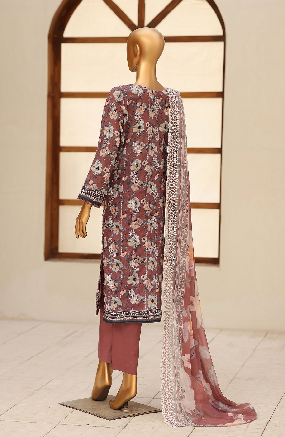 Dhagakari by HZ Textile Embroidered Lawn Unstitched 3 Piece Suit - D-01 - HZ26DGK - Maroon - Summer Collection