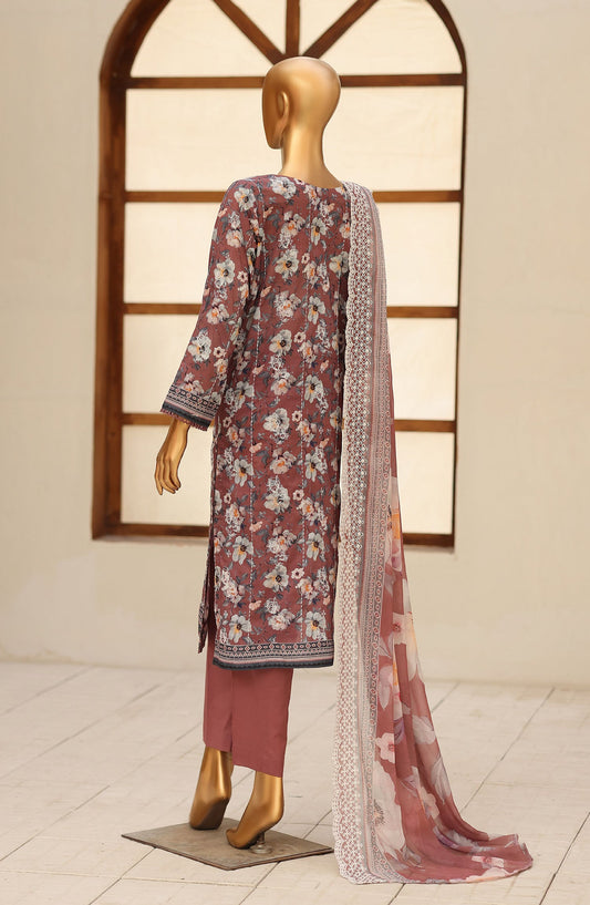 Dhagakari by HZ Textile Embroidered Lawn Unstitched 3 Piece Suit - D-01 - HZ26DGK - Maroon - Summer Collection