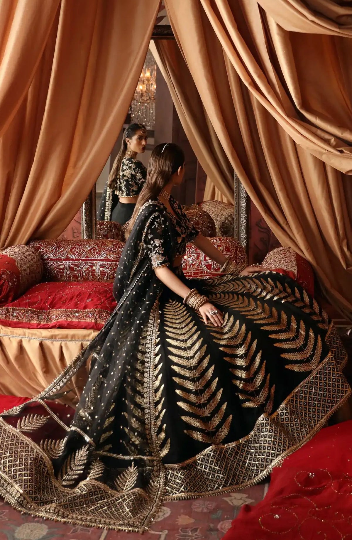 Divani by Afrozeh The Silk Edit Embroidered Silk Unstitched 3 Piece Suit - AS-045 ZAREEN - AF25DV - Black - Luxury Festive Collection