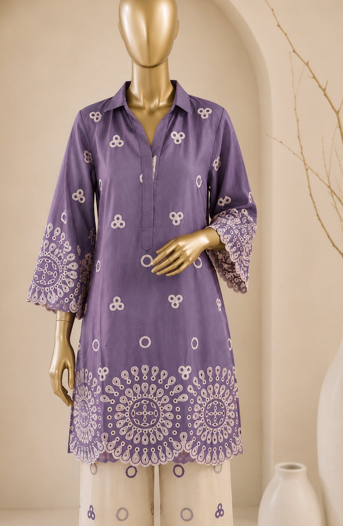 Dur e Hawa by Amna Khadija Embroidered Cotton Lawn Stitched 2 Piece Suit - AKDH-LP-01-A - AM26HWD - Purple - Summer Collection