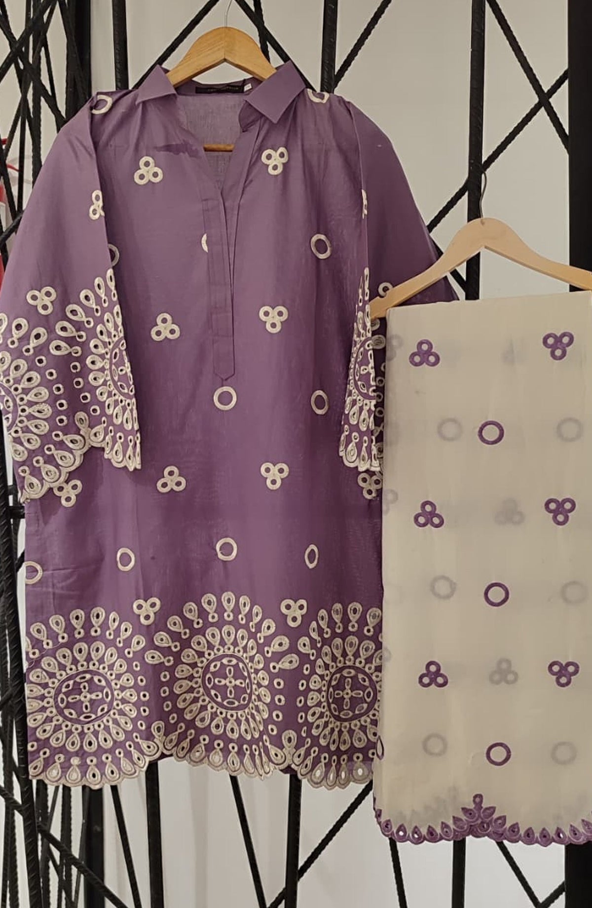 Dur e Hawa by Amna Khadija Embroidered Cotton Lawn Stitched 2 Piece Suit - AKDH-LP-01-A - AM26HWD - Purple - Summer Collection