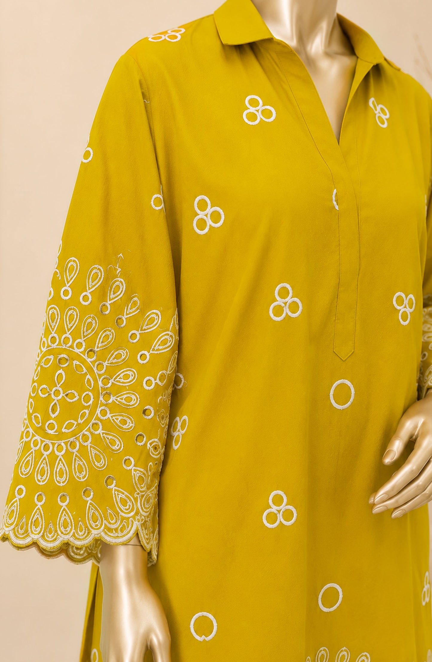Dur e Hawa by Amna Khadija Embroidered Cotton Lawn Stitched 2 Piece Suit - AKDH-LP-01-B - AM26HWD - Mustard - Summer Collection