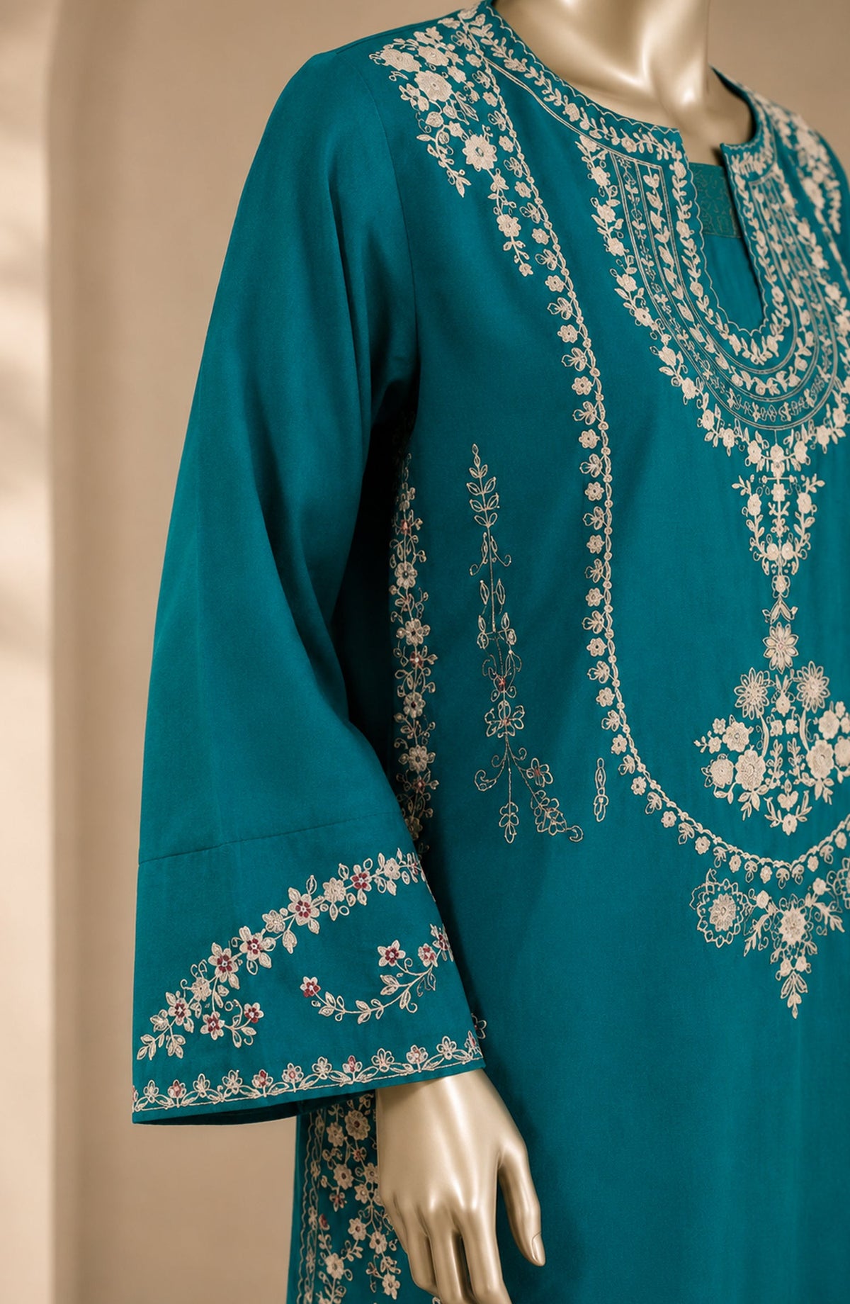 Dur e Hawa by Amna Khadija Embroidered Cotton Lawn Stitched 2 Piece Suit - AKDH-UG-29 - AM26HWD - Teal - Summer Collection