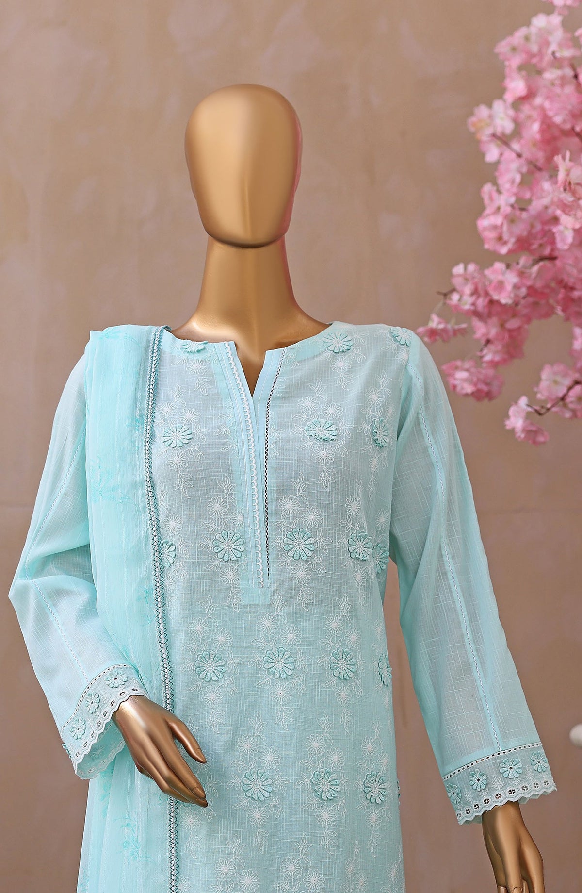 Dynasty by HZ Embroidered Lawn Unstitched 3 Piece Suit - D-08 - HZ26THR - Sky Blue - Summer Collection