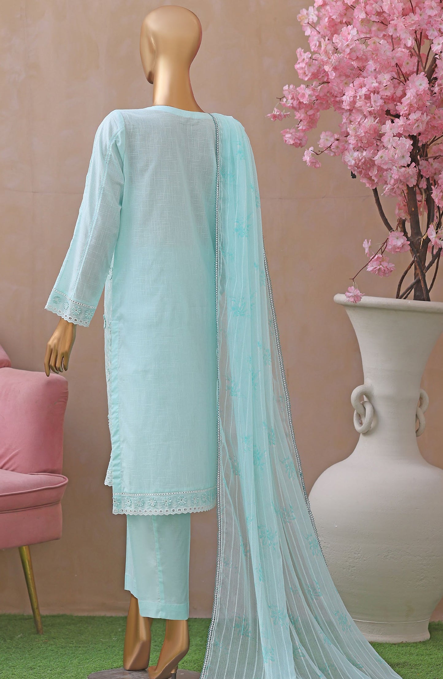 Dynasty by HZ Embroidered Lawn Unstitched 3 Piece Suit - D-08 - HZ26THR - Sky Blue - Summer Collection