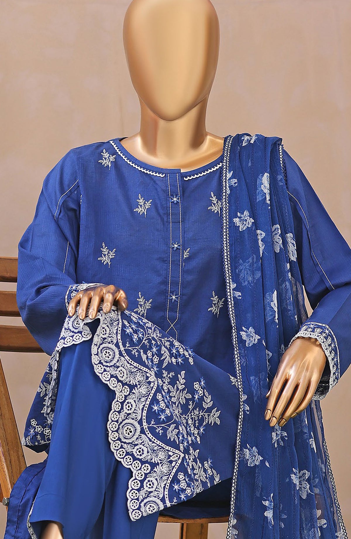 Dynasty by HZ Embroidered Lawn Unstitched 3 Piece Suit - D-01 - HZ26THR - Blue - Summer Collection