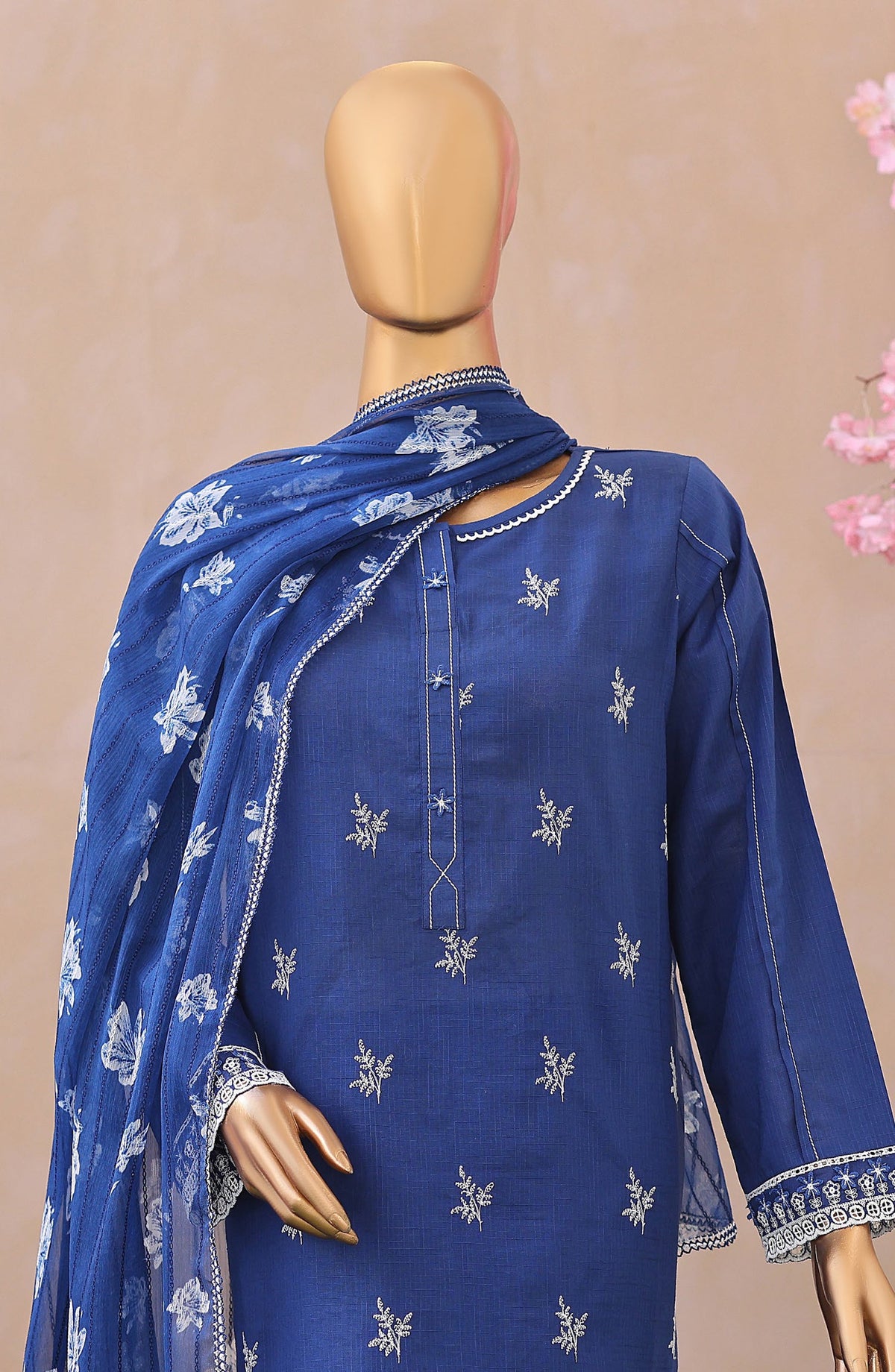 Dynasty by HZ Embroidered Lawn Unstitched 3 Piece Suit - D-01 - HZ26THR - Blue - Summer Collection