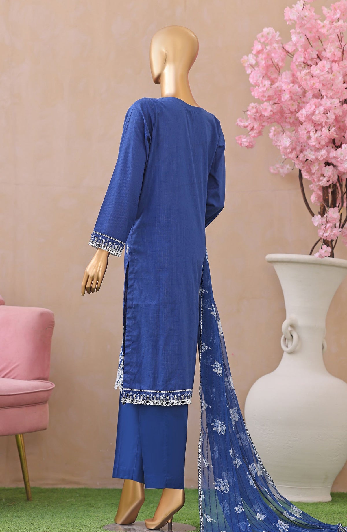 Dynasty by HZ Embroidered Lawn Unstitched 3 Piece Suit - D-01 - HZ26THR - Blue - Summer Collection