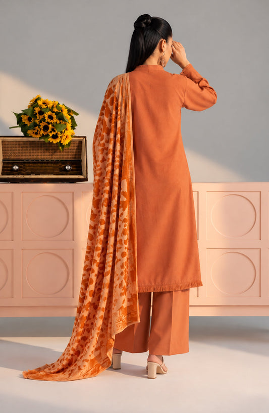Eclat De Lilas Palachio by Amna Khadija Moonlight Unstitched 3 Piece Suit - AKED-06 - AM26EDP - Orange - Winter Collection