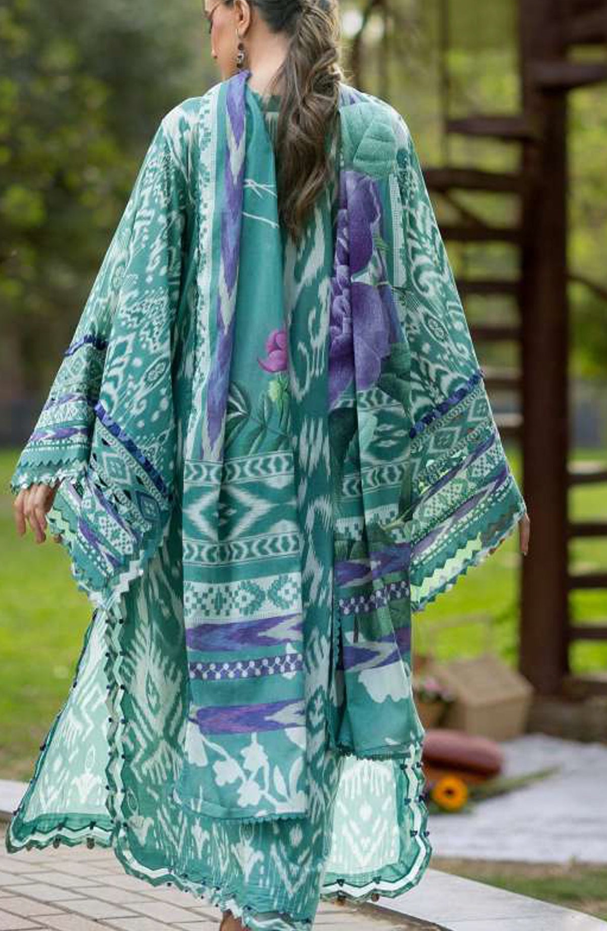 Elaf Bridgerton Printed Lawn Unstitched 3 Piece Suit - EPB-1A NIA MARE - EL26BRD - Green - Summer Collection