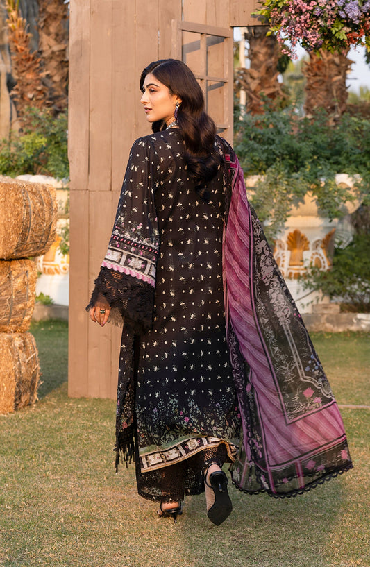 Elaf Embroidered Chikankari Lawn Unstitched 3 Piece Suit - ERC-7A Arzo - EL26CHK - Black - Summer Collection