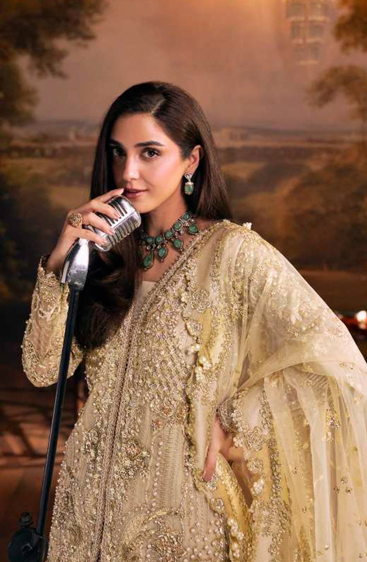 Elaf Serenade Embroidered Organza Unstitched 3 Piece Suit - EHM-01 - EL26SRN - Fawn - Formal Collection