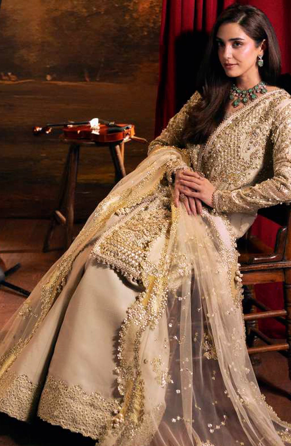 Elaf Serenade Embroidered Organza Unstitched 3 Piece Suit - EHM-01 - EL26SRN - Fawn - Formal Collection
