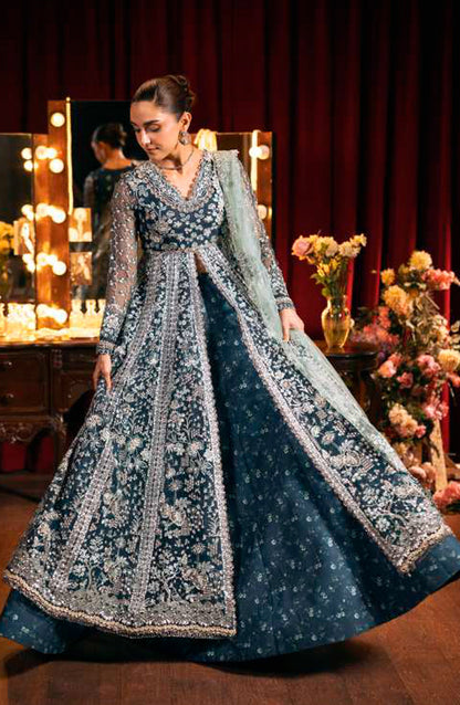 Elaf Serenade Embroidered Organza Unstitched 3 Piece Suit - EHM-02 - EL26SRN - Blue - Formal Collection