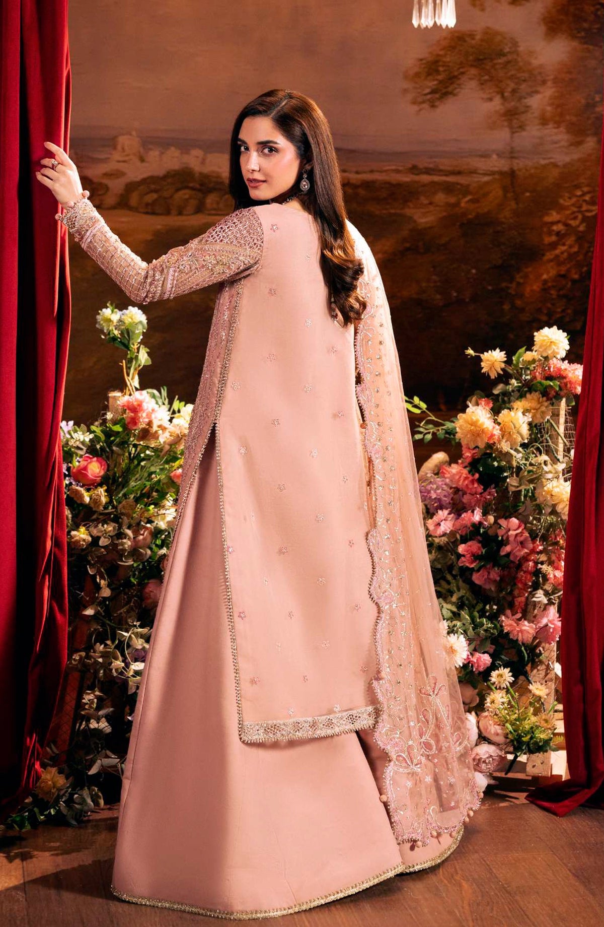Elaf Serenade Embroidered Organza Unstitched 3 Piece Suit - EHM-03 - EL26SRN - Pink - Formal Collection