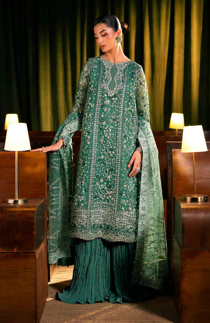 Elaf Serenade Embroidered Organza Unstitched 3 Piece Suit - EHM-10 - EL26SRN - Green - Formal Collection