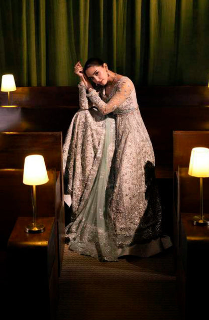 Elaf Serenade Embroidered Poly Net Unstitched 3 Piece Suit - EHM-06 - EL26SRN - Silver - Formal Collection