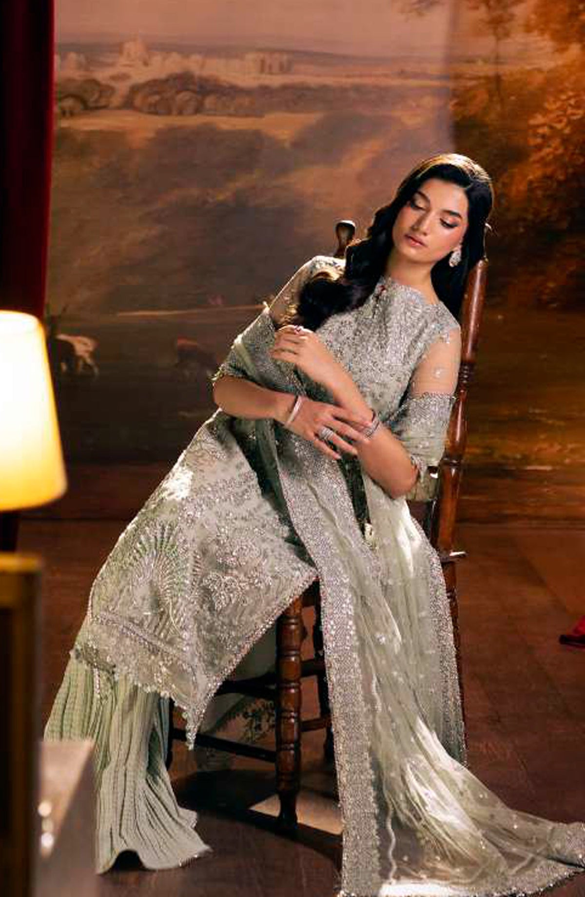 Elaf Serenade Embroidered Poly Net Unstitched 3 Piece Suit - EHM-08 - EL26SRN - Green - Formal Collection