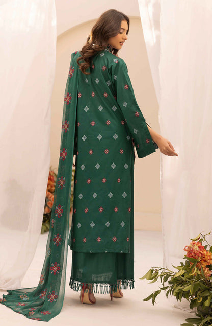 Elegance Khoobsurat by Embroidered Lawn Unstitched 3 Piece Suit - KE-109 - AK26EGN - Green - Summer Collection