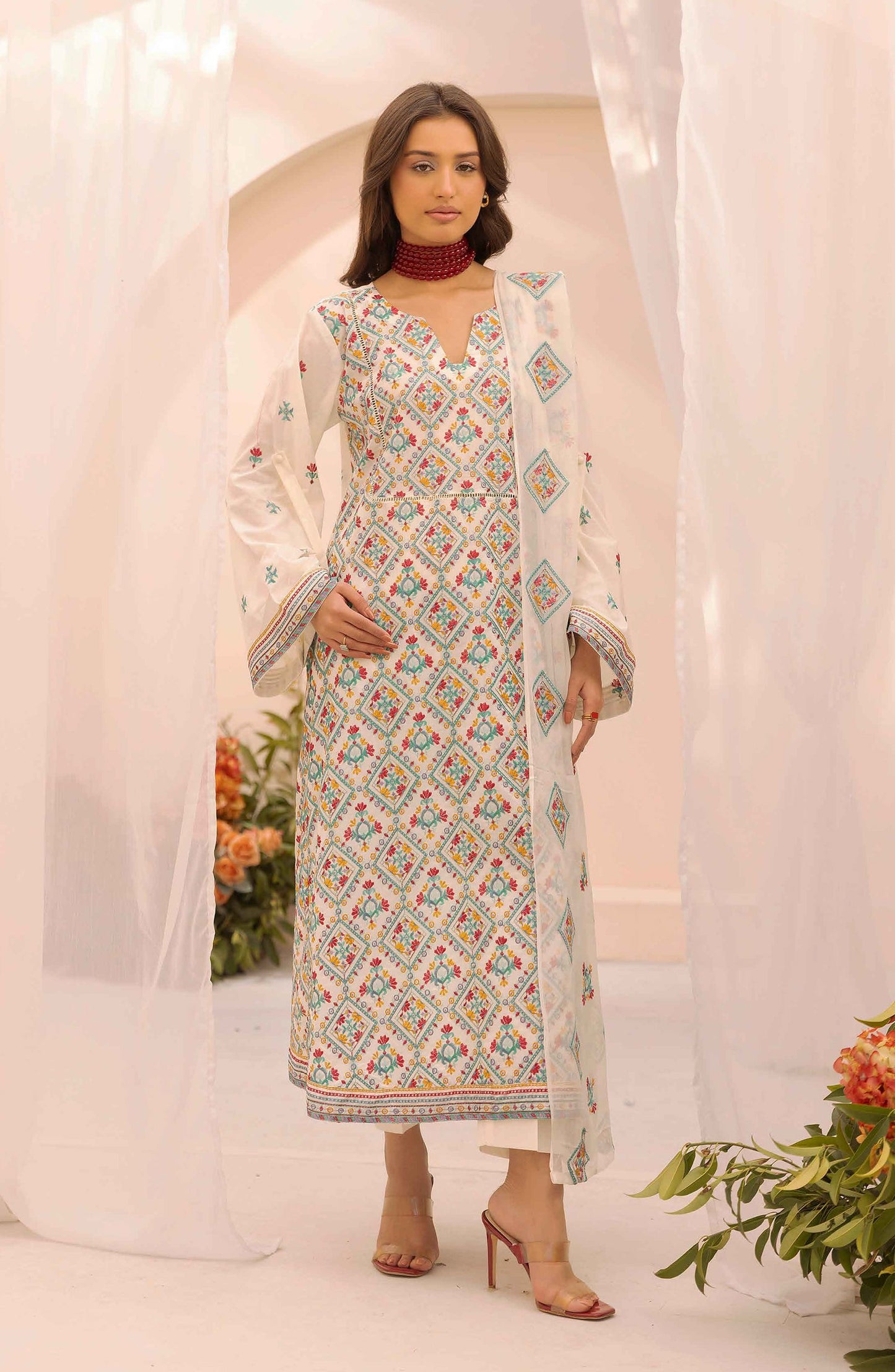 Elegance Khoobsurat by Al Karim Embroidered Lawn Unstitched 3 Piece Suit - KE-104 - AK26EGN - White - Summer Collection