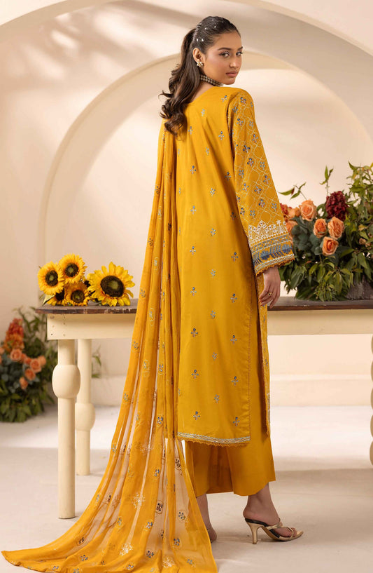 Elegance Khoobsurat by Embroidered Lawn Unstitched 3 Piece Suit - KE-102 - AK26EGN - Mustard - Summer Collection