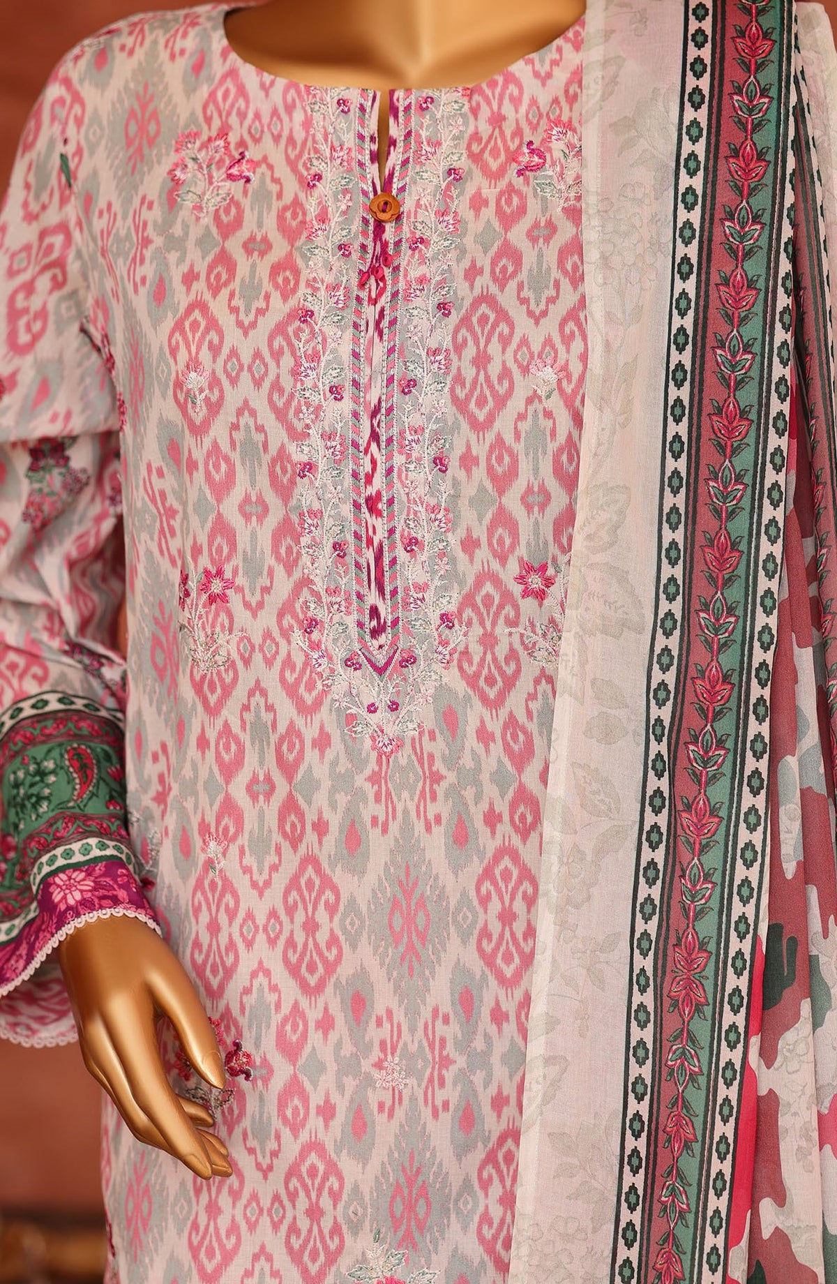 Elegant by HZ Embroidered Lawn Unstitched 3 Piece Suit - ELG-04 - HZ26EGNT - Pink - Summer Collection