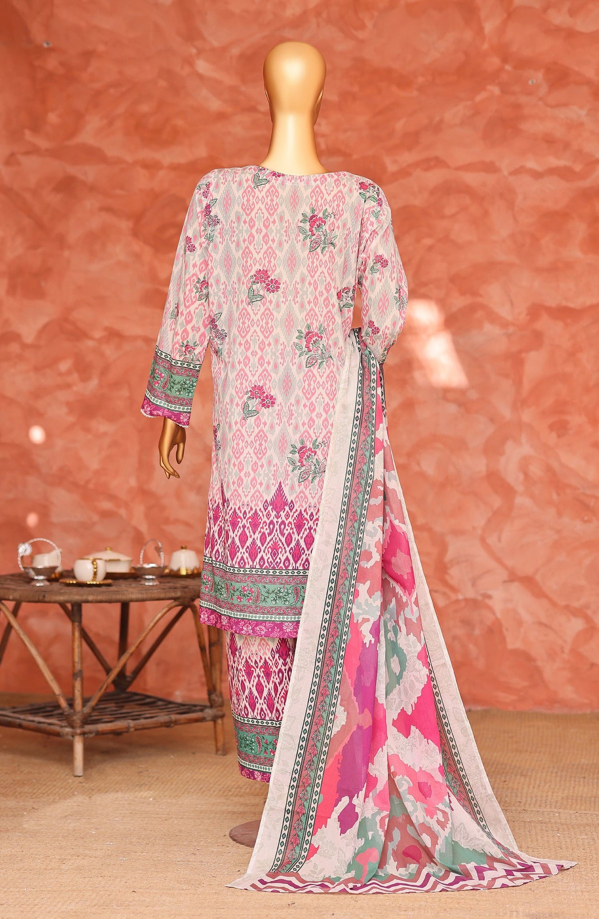 Elegant by HZ Embroidered Lawn Unstitched 3 Piece Suit - ELG-04 - HZ26EGNT - Pink - Summer Collection
