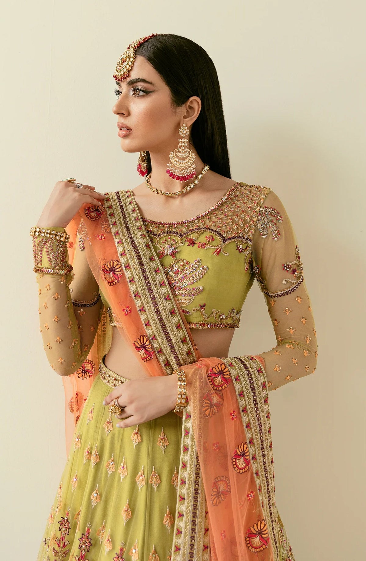 Elinor by Akbar Aslam Luxury Embroidered Net Unstitched 3 Piece Suit - Makira - AKA25ELN - Dhani - Festive Collection