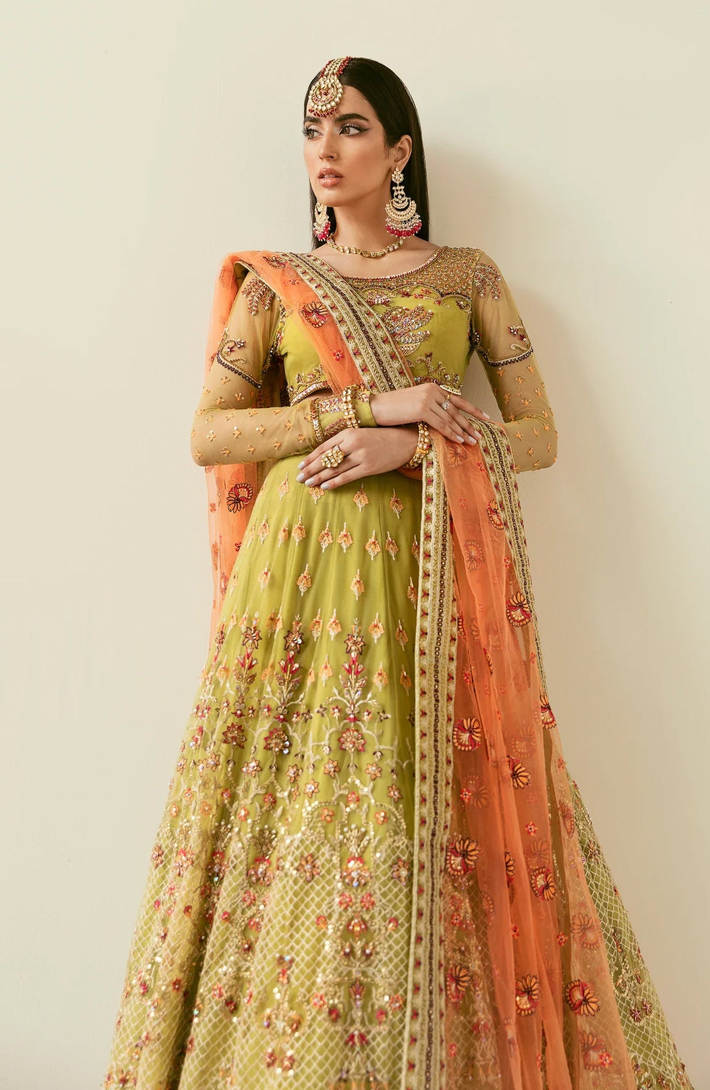 Elinor by Akbar Aslam Luxury Embroidered Net Unstitched 3 Piece Suit - Makira - AKA25ELN - Dhani - Festive Collection